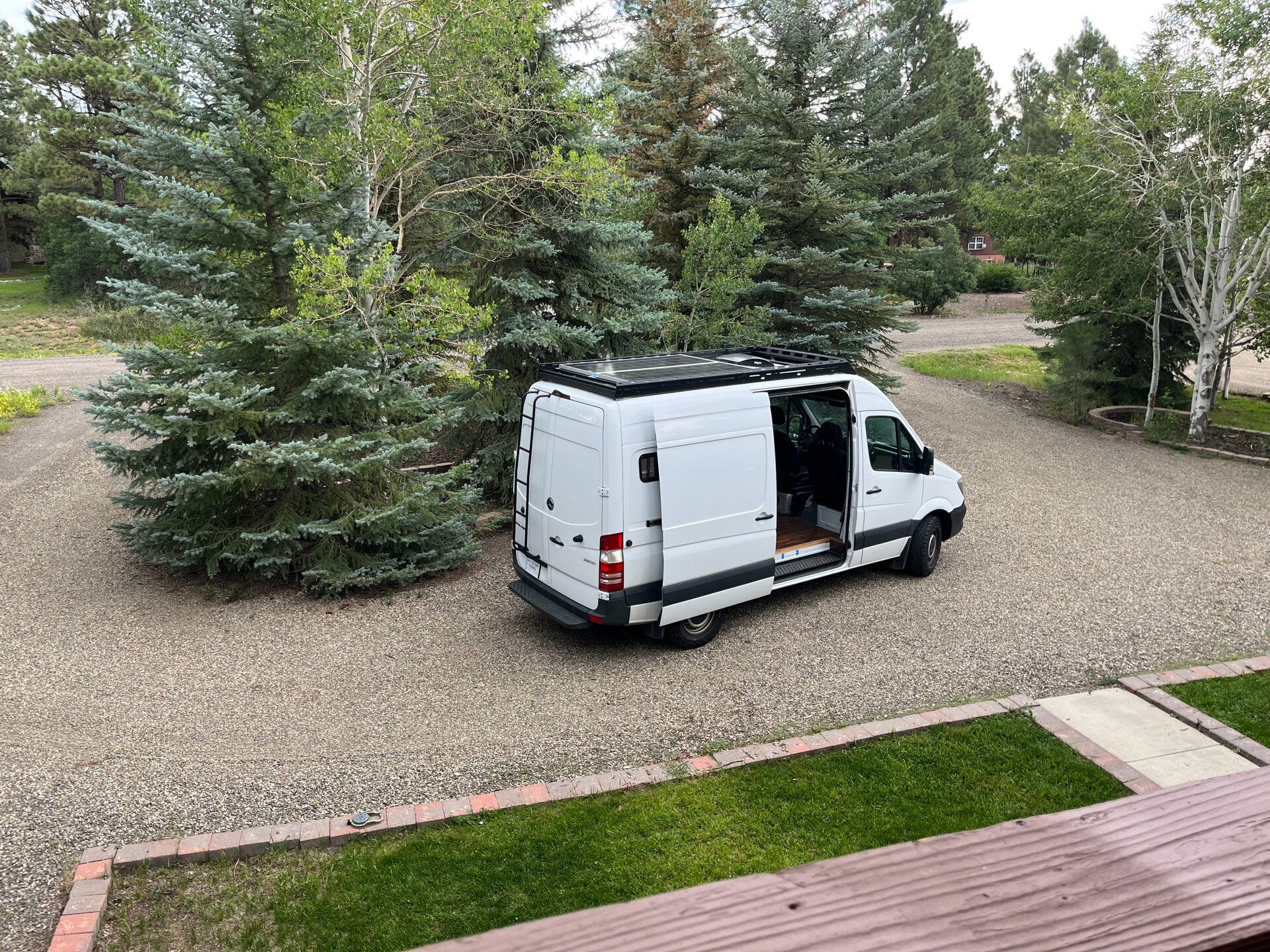 Van in a yard
